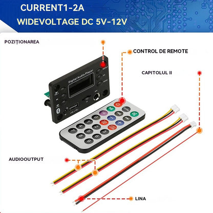 [Cumpărați unul și primiți unul gratis]🎵 Amplificator și decodor pentru difuzoare Bluetooth, cu telecomandă wireless, conexiune USB și funcție de înregistrare🎙️