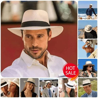 🌿 【Compre 1 y obtenga 1 gratis】【56-58 cm】Sombrero moderno e informal tejido a mano con estampado de palmeras para hombres y mujeres