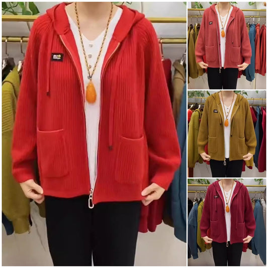 💓💓【45% OFF】【45-80 kg】2025 New Vertical Stripe Hooded cu glugă Monogrammed Zip Top
