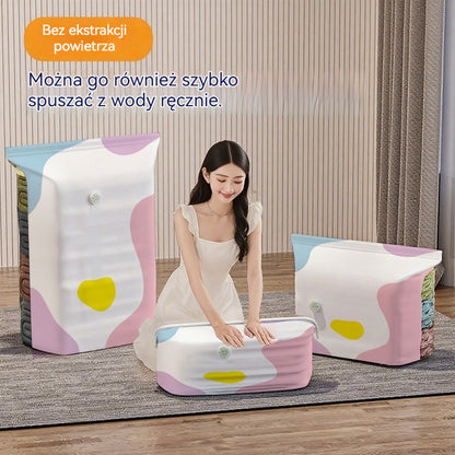 🧳【Zestaw 5 elementów】💨 Duży kompresowalny worek próżniowy, bez pompki, szczelny, wytrzymały materiał, oszczędza miejsce w walizkach oraz szafach domowych ✈️