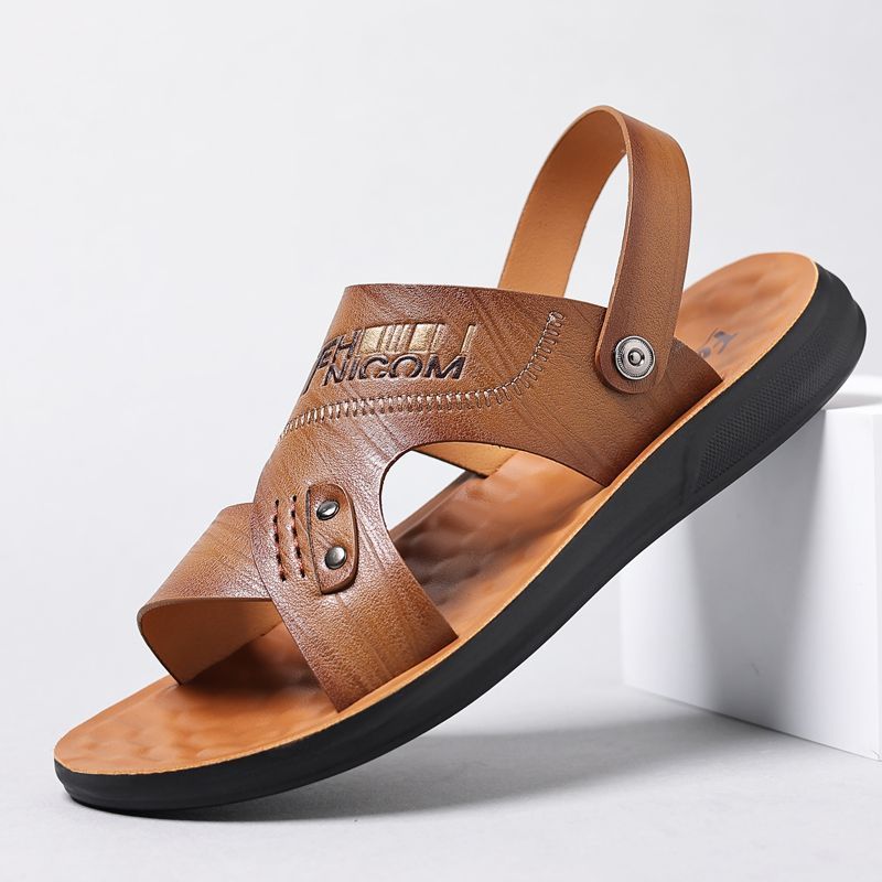 🔥【37-44】Nuevo estilo veraniego, cómodas sandalias de cuero para hombre con suela suave