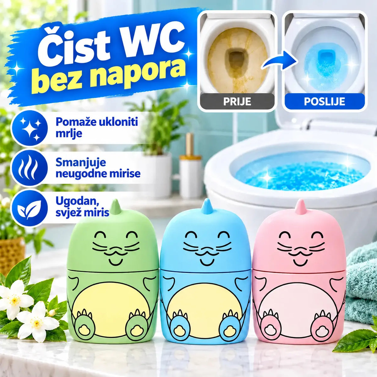 Nabavite sredstvo za čišćenje WC-a u pola cijene! 💥 【Set od 3 komada】 Jedno pakiranje traje za 2000 ispiranja – recite zbogom ručnom čišćenju WC-a. ❤
