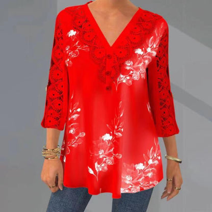👚【S-5XL】Nové dámske módne tričko s výstrihom do V 3919732
