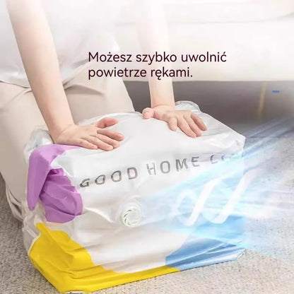 🧳【Zestaw 5 sztuk 119 PLN】💨 Duży, kompresyjny worek próżniowy: Nie wymaga pompki, jest szczelny i idealny do oszczędzania miejsca w walizkach oraz w domu ✈️