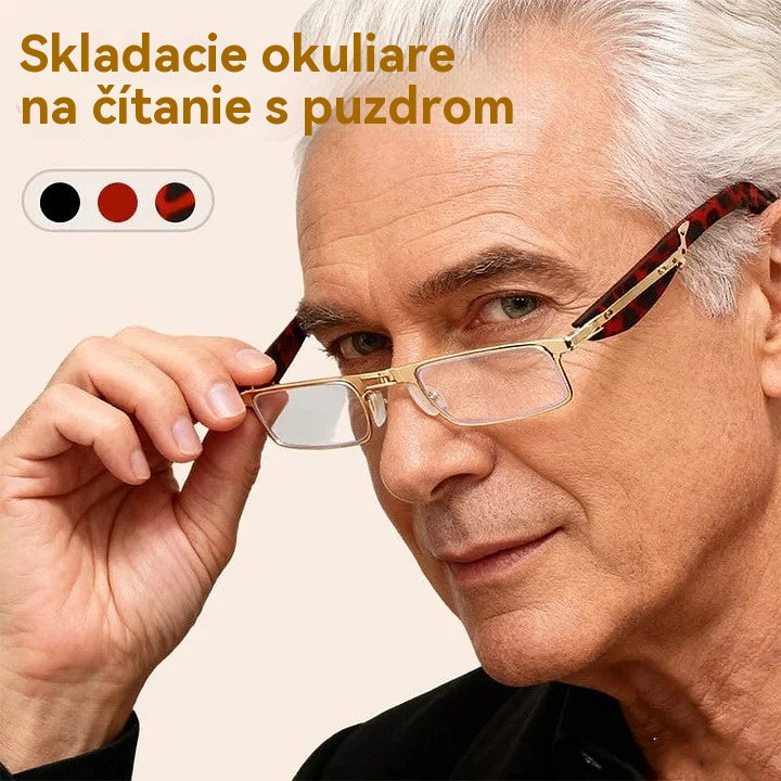 🔥【Kupi 1 i dobiješ 1 gratis】Skladacie okuliare na čítanie s anti-modrým svetlom a puzdrom