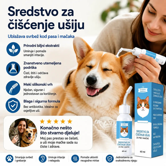 🐶🐱 Sredstvo za čišćenje ušiju za ublažavanje svrbeža ušiju kod pasa i mačaka.