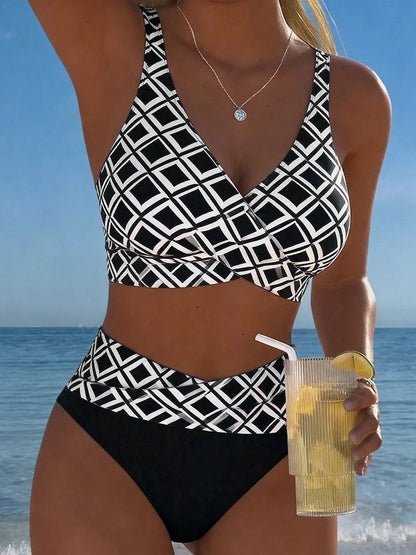 👙【S-3XL】Modny i seksowny damski dwuczęściowy kostium kąpielowy z nadrukiem na wakacje na plaży