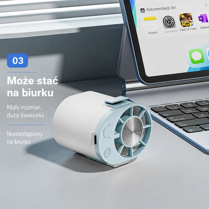 🔥【Kup 1, odbierz 1 gratis】🌀 Mini wentylator o dużej mocy, cichy, długi czas pracy, przypinany do paska, przewiewny, lekki do noszenia