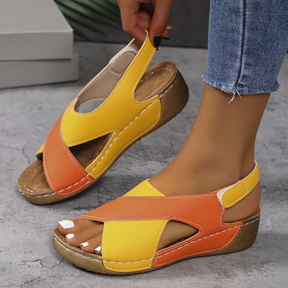 💞✨【36-43】Nouă sandale plate pentru femei de culoare contrastantă, confortabile, casual și versatile