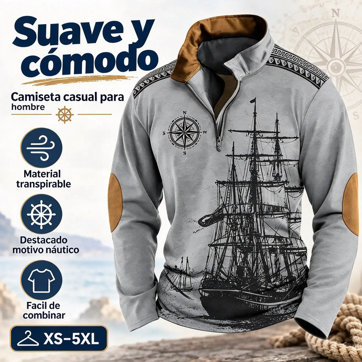 【XS-5XL】🔥Oferta por tiempo limitado: 38% de descuento🔥 Polo de velero de cuello alto para hombre, nuevo estilo 2026, suave y cómodo