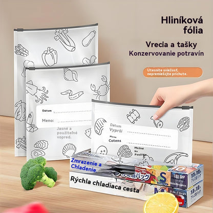 🥩【30 taška 】Vrecko z hliníkovej fólie potravinárskej kvality so zipsom na zachovanie čerstvosti, vhodné do domácej chladničky