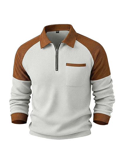 👕【S-3XL】Męska bluza z zamkiem, splot waflowy✨🧥