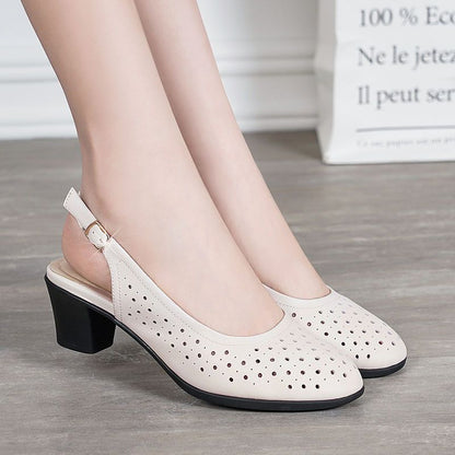 😍【35-41】2025 sandale noi din piele moale, cu toc gros, cu talpă moale