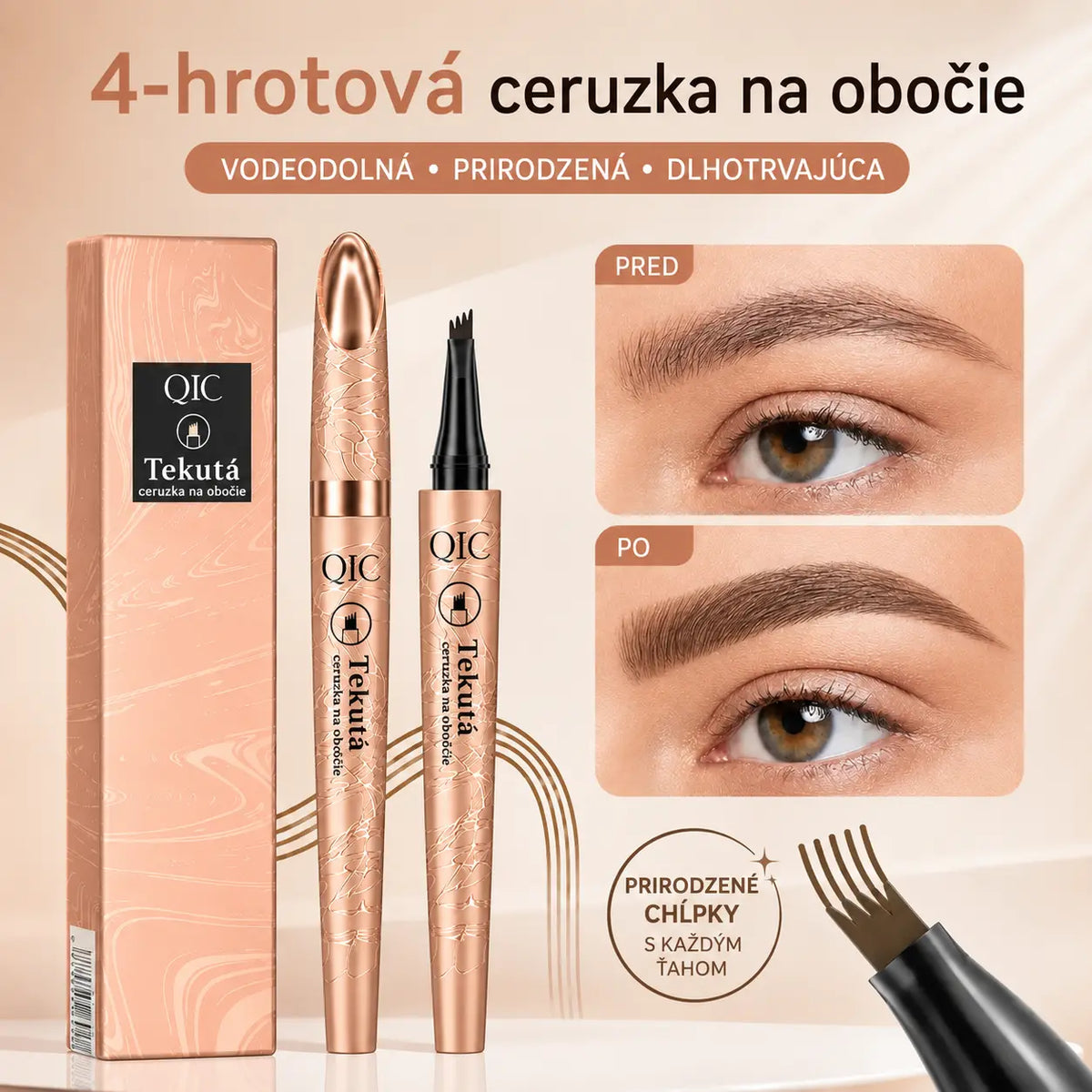 Kúp 1, 1 dostaneš 🖌️ Vodeodolná mini ceruzka na obočie - vytvára prirodzené a realistické tvary obočia