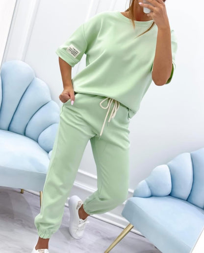 ⏳ Oferta ograniczona czasowo! ⏰Damski zestaw casualowy z jednolitym topem i spodniami