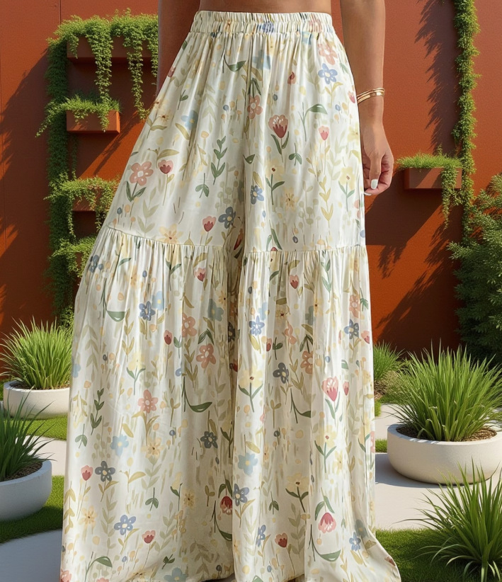 🌺【S-2XL】Ženske hlače širokog kroja s printom, prikladne za sve tipove tijela