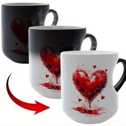 【Kup 1 dostać 1 za darmo】Ceramiczny kubek na Walentynki z uchwytem w kształcie serca, który zmienia kolor💝✨