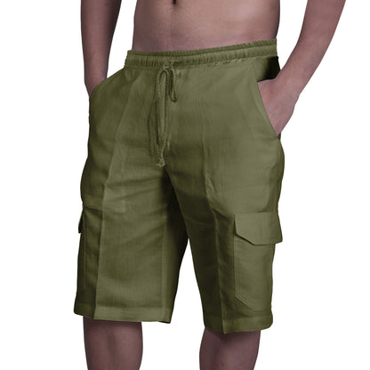 👖⛵ 50% zniżki 🔥【50–100 kg】Męskie lniane spodenki cargo ze ściągaczami i wieloma kieszeniami ✅️Płatność przy odbiorze
