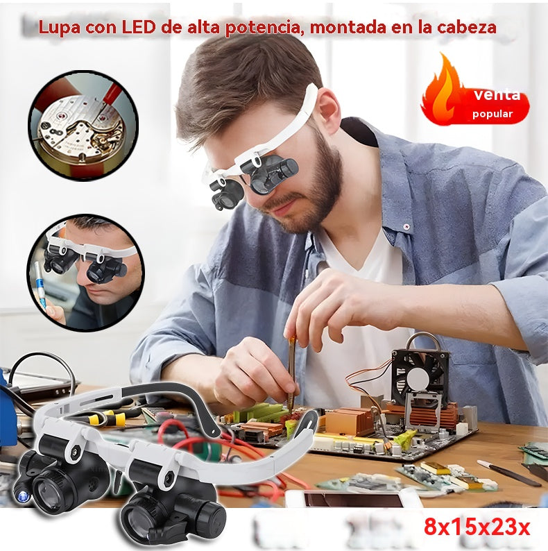 🔍 Lupas oculares con LED (8x–23x) – Precisión para relojes, joyas y grabados