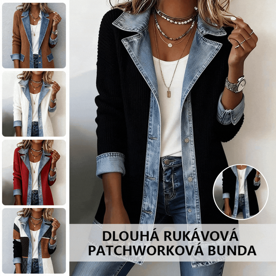 【S-3XL】Nowa jesienno-zimowa modna i elegancka damska kurtka z długim rękawem, dopasowany krój, długi rękaw, patchworkowy wzór