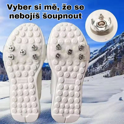 👴🚶🏔️【Dva seta (ukupno 4 komada)】🔥Nevidljive protuklizne kape za stopala s 5 zubaca, prozirne vanjske kape za planinarenje po snijegu, planinarenje, penjanje po stijenama, zimsku ledenu površinu, obavezni dio za starije osobe.