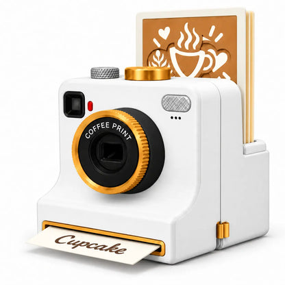 【 Sadrži 12 nasumično odabranih jednobojnih kartica s uzorcima. 】🔥 Retro fotoaparat za latte art — mehanički uređaj za ispis uzoraka na kavi