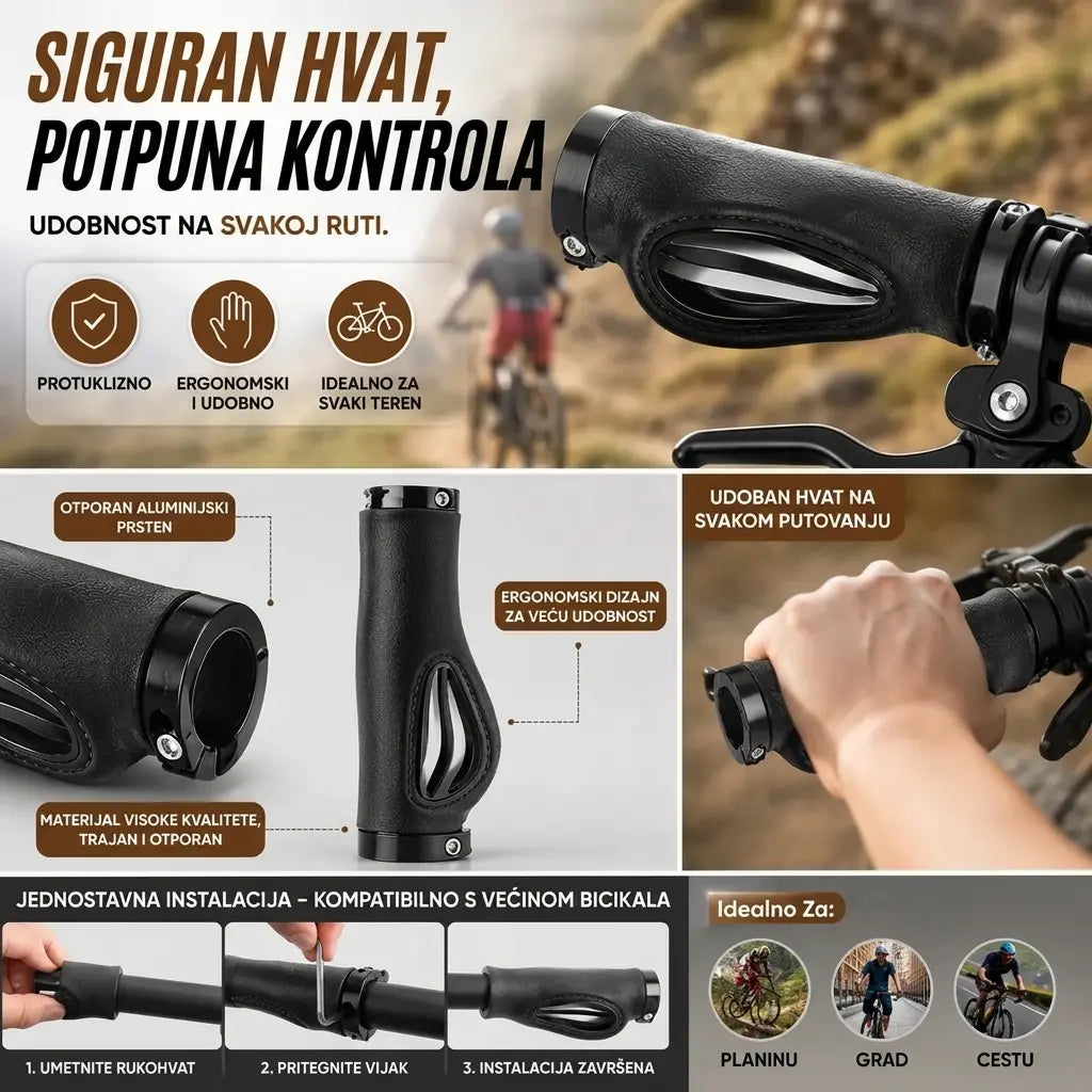 🚴 SADA 50% POPUSTA! 🖐️ Ergonomske ručke upravljača s naslonom za dlanove - dizajn krila, dvostruko zaključavanje i TPR koji apsorbira udarce ✨
