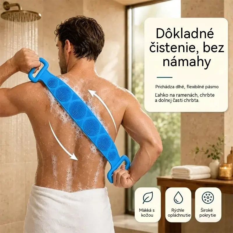 🔥Kúpte 1, získajte 1 zadarmo🔥🛁 Obojstranná silikónová rukavica do kúpeľa – extra dlhá telová drhnúca hubka pre jednoduché čistenie chrbta