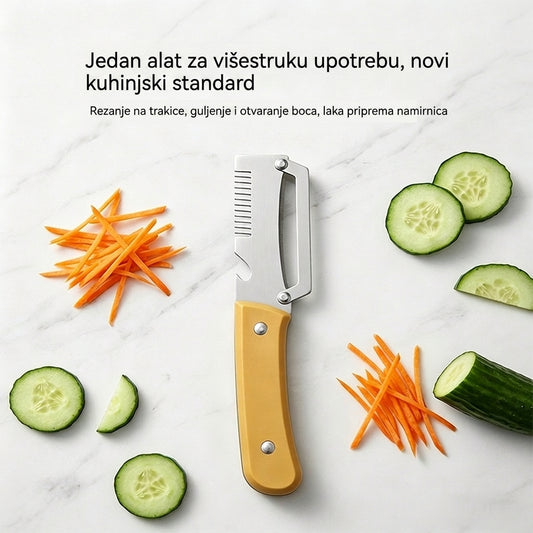✅Kupite 1, dobijte 1 gratis (2 artikla) 🧅🔪 Višenamjenska kuhinjska gulilica 3 u 1: Gulite, režite i otvarajte boce! 🔥