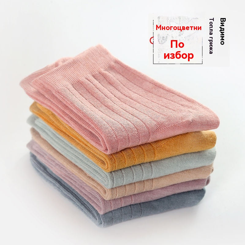 🧦【10 pari】Jednobojne pamučne čarape, zadebljane do sredine teleta, za jesen i zimu.