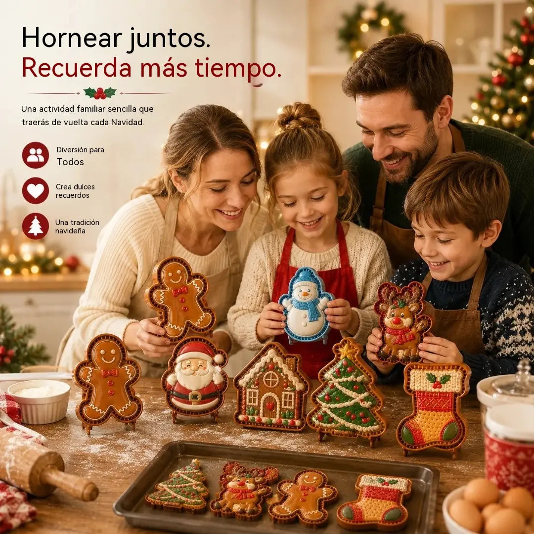 ⌛【1 juego 3 piezas】 🥧🎄Colección de mini moldes para pasteles navideños con 9 diseños | Moldes reutilizables con relieve para dar forma a pasteles navideños detallados con forma de Papá Noel, muñeco de nieve, reno y árbol de Navidad⛄