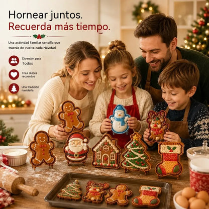 ⌛【1 juego 3 piezas】 🥧🎄Colección de mini moldes para pasteles navideños con 9 diseños | Moldes reutilizables con relieve para dar forma a pasteles navideños detallados con forma de Papá Noel, muñeco de nieve, reno y árbol de Navidad⛄