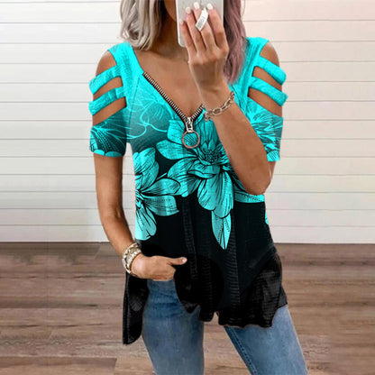 🔥【Rabat 50%】👕【S-5XL】 Damskie letnie topy seksowne wygodne luźne dopasowane bawełniane z dekoltem V