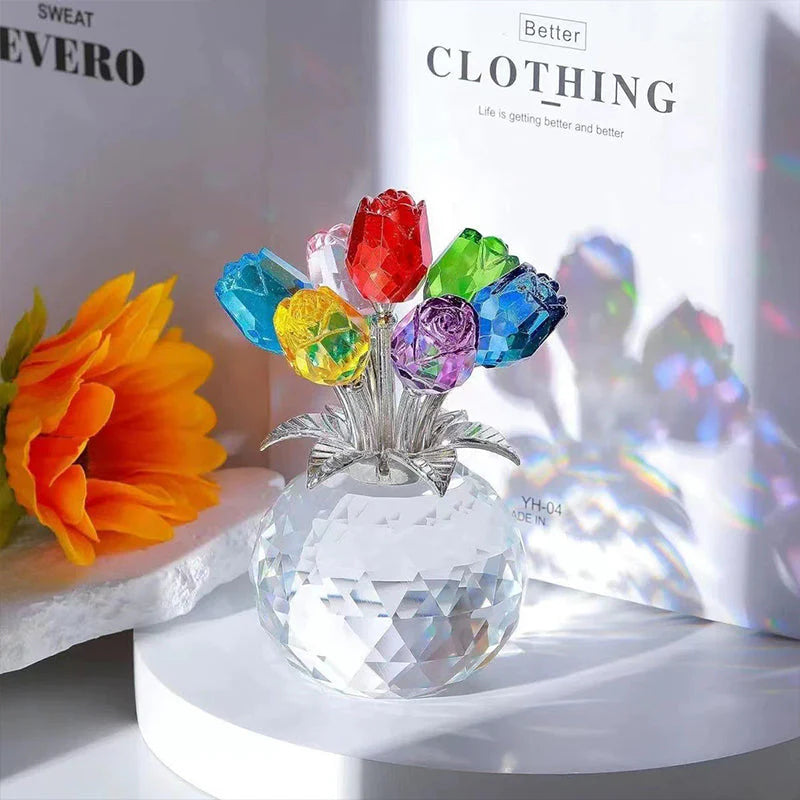 🌹Dekoracja wazonu z różą z kryształu konserwowanego