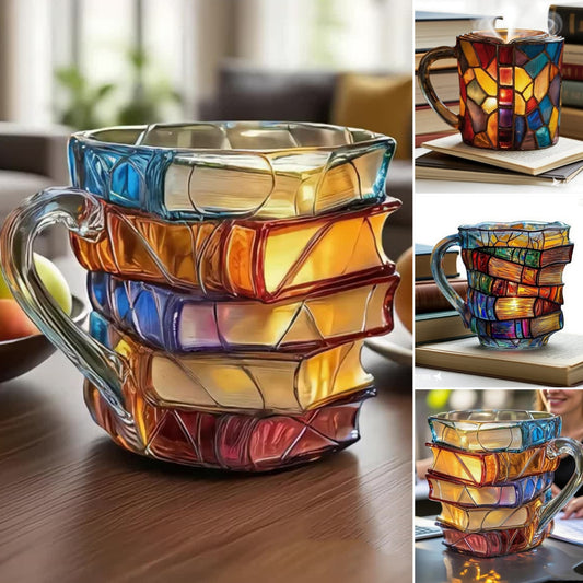 【Cumpărați  unul și primiți unul gratuit】📚Ceașcă de cafea pictată 3D în formă de carte