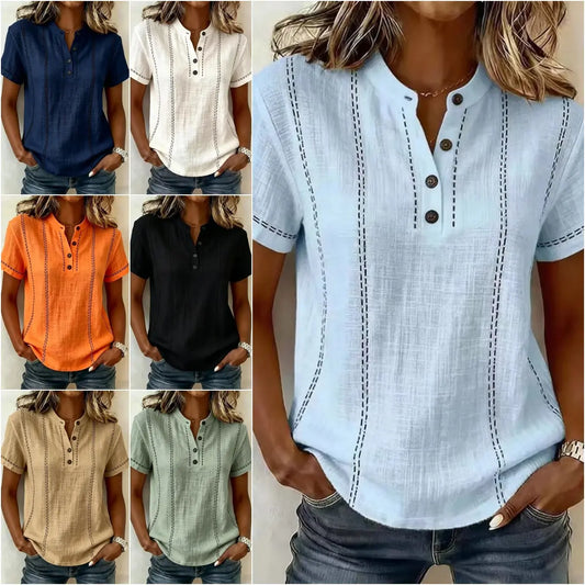 ⏳ Oferta czasowa ograniczona! ⏰【S-3XL】Nowa damska koszula casual krótkie ręce z bawełny i lnu