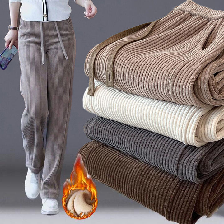 🔥【Compre uno y llévese otro gratis】 👖Nuevos pantalones casuales de terciopelo con perneras anchas, muy cómodos de usar.