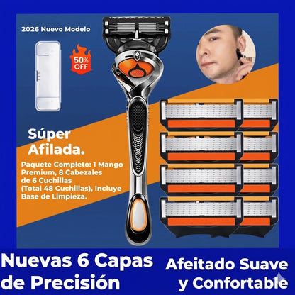 Set de Recambios de Maquinilla de Afeitar para Hombre + Soporte - Cuchillas de acero inoxidable ultra afiladas para un afeitado suave 🪒✨
