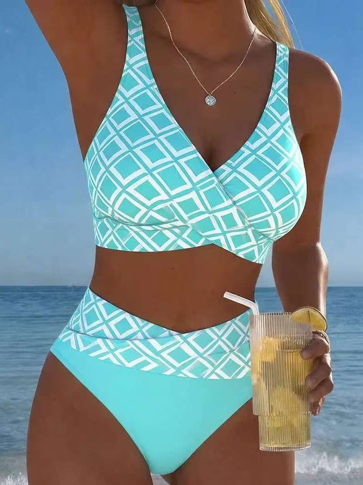 👙【S-3XL】Modny i seksowny damski dwuczęściowy kostium kąpielowy z nadrukiem na wakacje na plaży