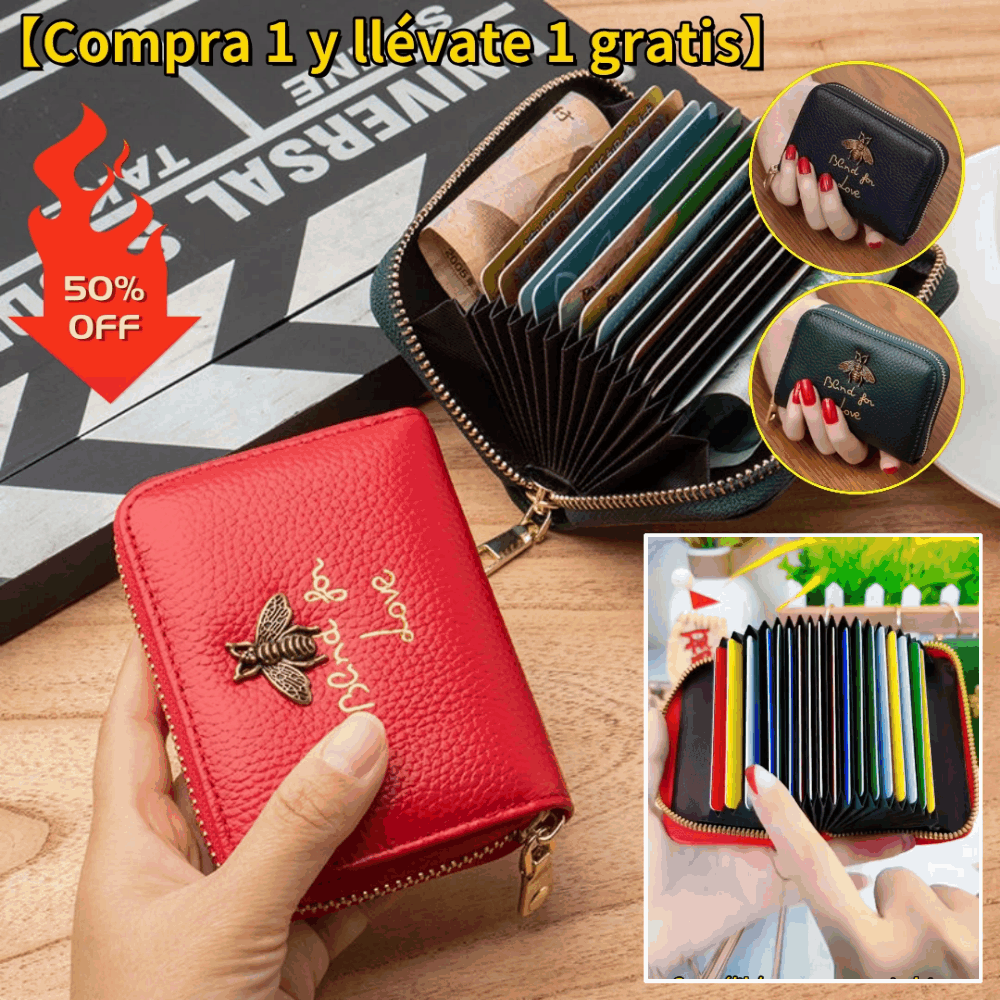 🔥【Compra 1 y obten 1 gratis】Nueva billetera pequeña con varias tarjetas: piel auténtica resistente al agua y al desgaste.