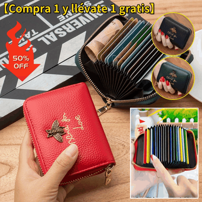 🔥【Compra 1 y obten 1 gratis】Nueva billetera pequeña con varias tarjetas: piel auténtica resistente al agua y al desgaste.