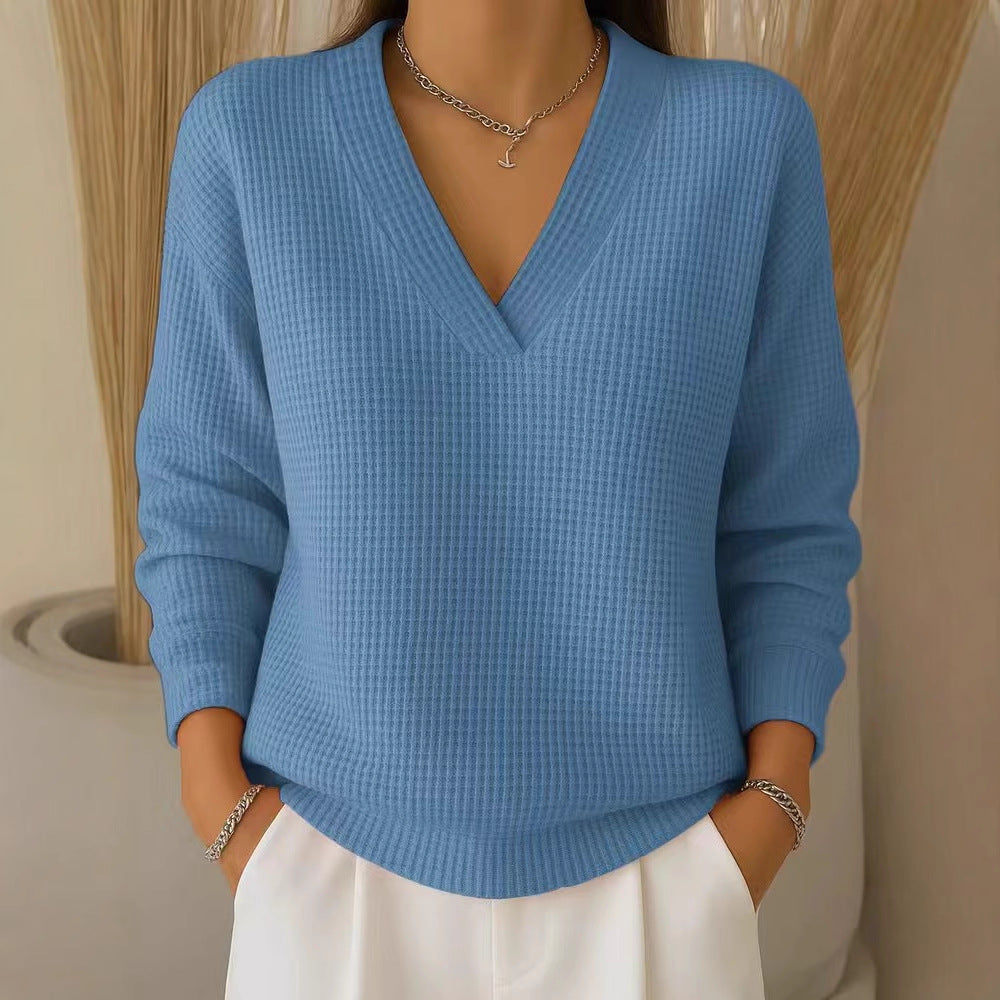 ✨💥【S-3XL】Novi ležeran pleteni top dugih rukava s uzorkom vafla