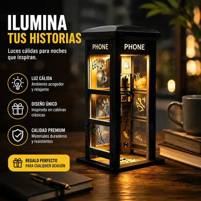 ✨⏰Lámpara de ambiente con forma de cabina telefónica vintage: diseño nostálgico con luz ambiental cálida 💡📞