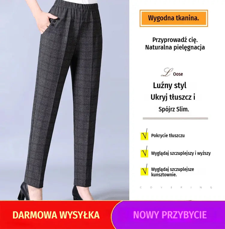 🏆🔥【45-90 KG】Nowe damskie spodnie z wysokim stanem i prostymi nogawkami, idealne na jesień i zimę