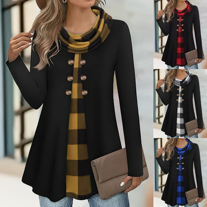 💥【S-5XL】Ženski udobni dvodijelni set majice s visokim ovratnikom i imitacijom gumba