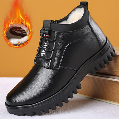 🔥【39-44】🥾Zapatos de algodón y cuero engrosado de terciopelo para hombre de otoño e invierno