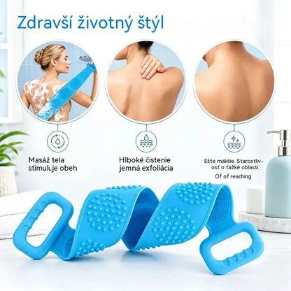 🔥Kúpte 1, získajte 1 zadarmo🔥🛁 Obojstranná silikónová rukavica do kúpeľa – extra dlhá telová drhnúca hubka pre jednoduché čistenie chrbta