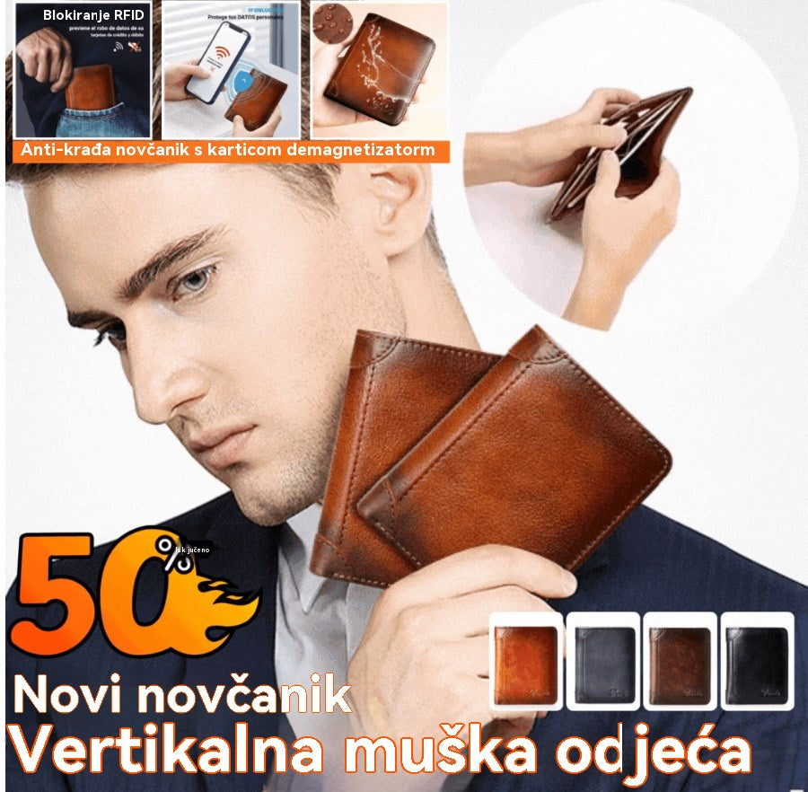 👝✨ Novi muški kožni novčanik protiv krađe, retro i moderan