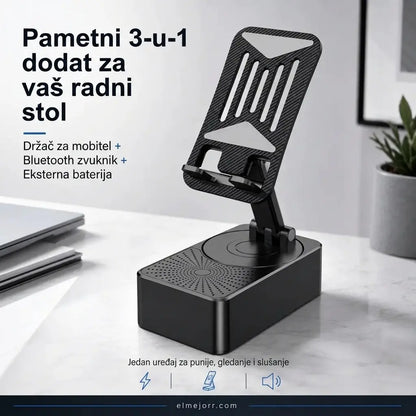 🔥 3 u 1: Bluetooth zvučnik + punjač + stalak za telefon od 360° 📱🔊⚡