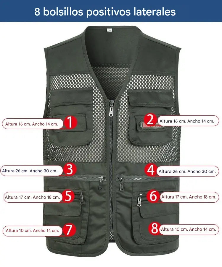 😎【XL-4XL】【55-100kg】Chaleco sencillo y funcional con múltiples bolsillos